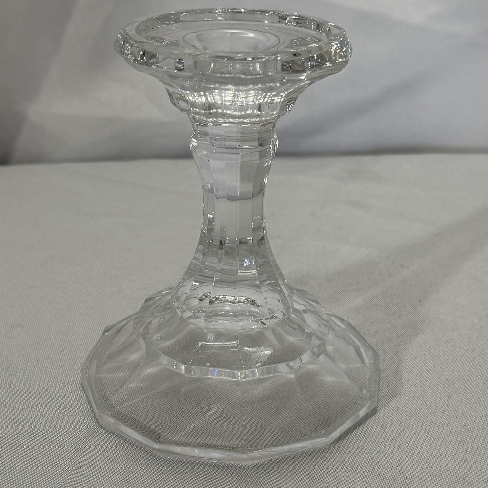 Vintage Clear Pressed‎ Glass Octagonal Candlestick Holder Classic Table decor